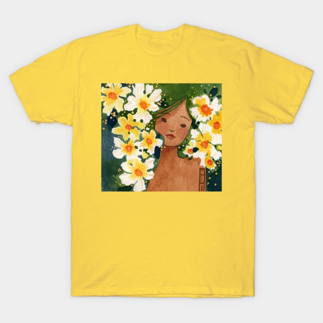 Yellow shirt with white flowers on sale